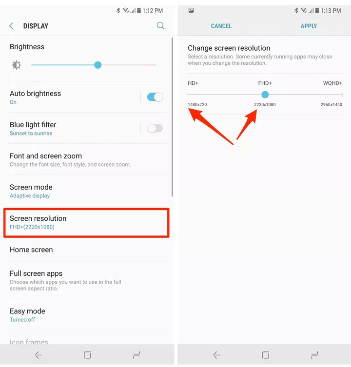 Samsung Galaxy Lower Screen Resolution