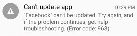 Fix Can't Update App Error 963