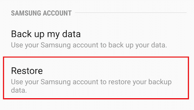 Restore Samsung Galaxy Data Via Samsung Account