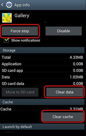 Clear Cache and Clear Data Of Gallery App