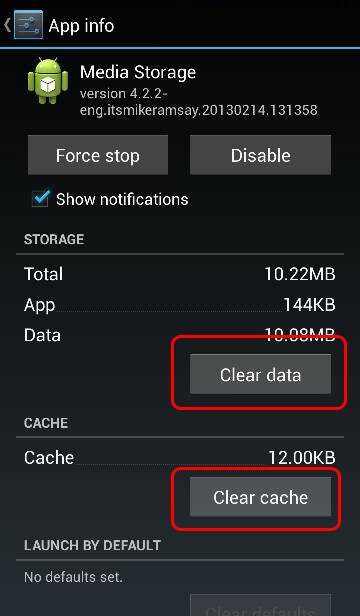 Clear Data And Clear Cache Of Media Storage