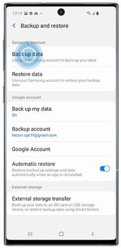Backup Samsung Galaxy Data via Samsung Account