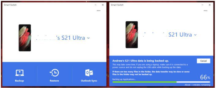 Backup Samsung Galaxy S21 Ultra Via Smart Switch On Computer