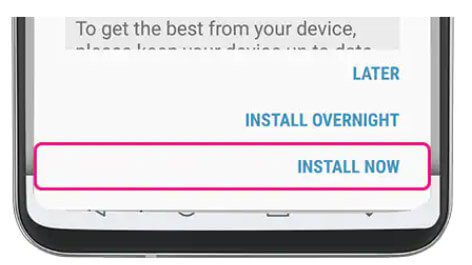 Update Android - Tap On Install Now