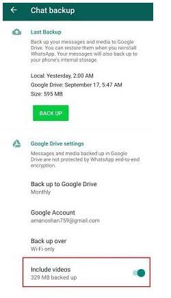 Disable Include Videos Option In WhatsApp