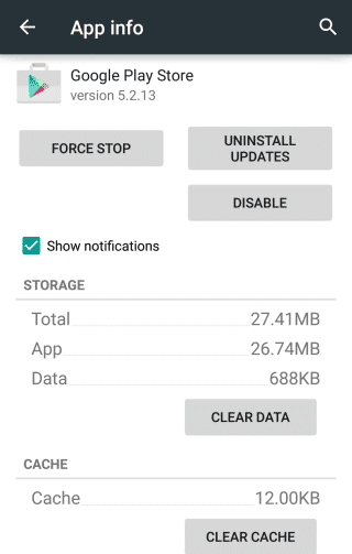 Clear Cache And Clear Data Of Google Play Store App