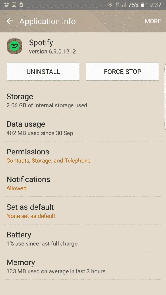 Force Stop Spotify App