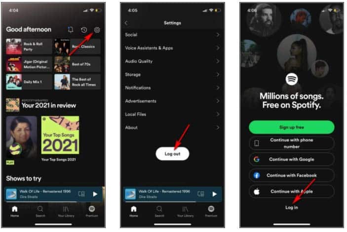 Logout And Login Again To Spotify