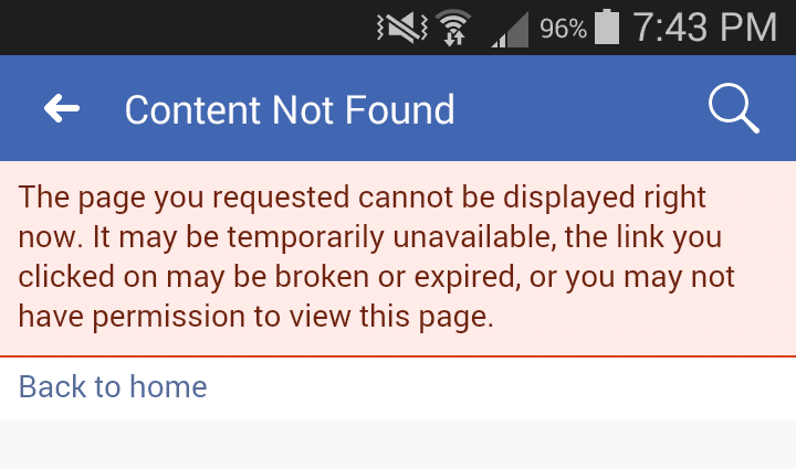 Content Not Found On Facebook