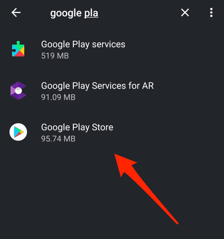 Google Play Search in the Android Apps Settings