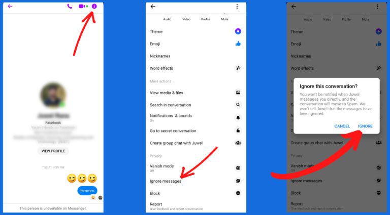 Ignore Message On Facebook Messenger
