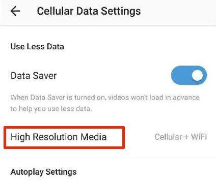 Change Instagram Data Settings