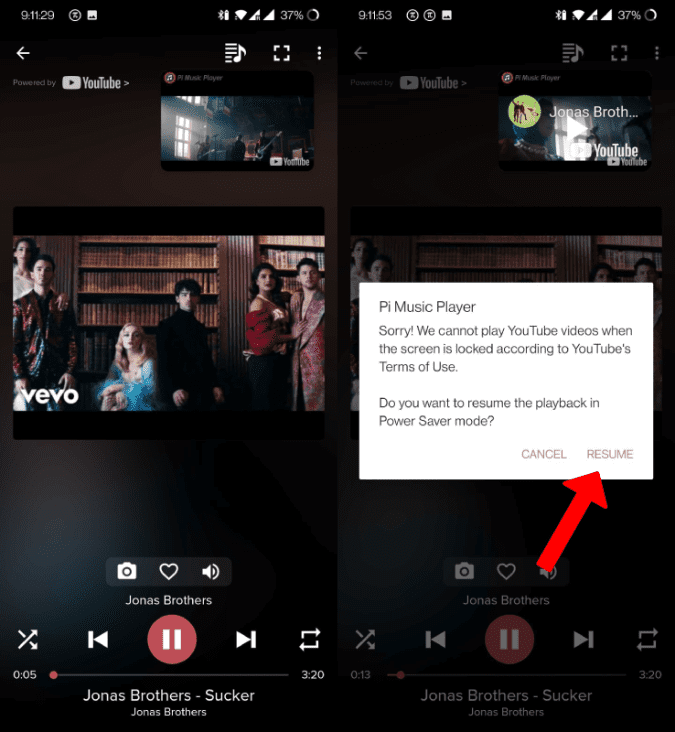 YouTube background without premium using Pi Music Player