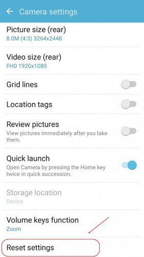 Reset Camera Settings
