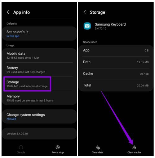 Clear Cache Of Samsung Keyboard App
