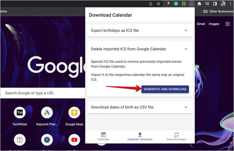 Step 3 - Delete and Update Facebook Birthdays in Google Calendar