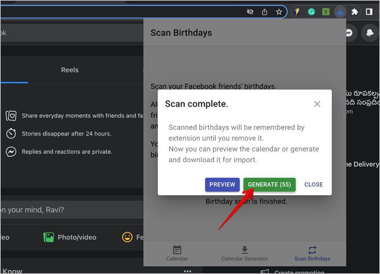 Step 3 - Importing Birthdays From Facebook To Google Calendar