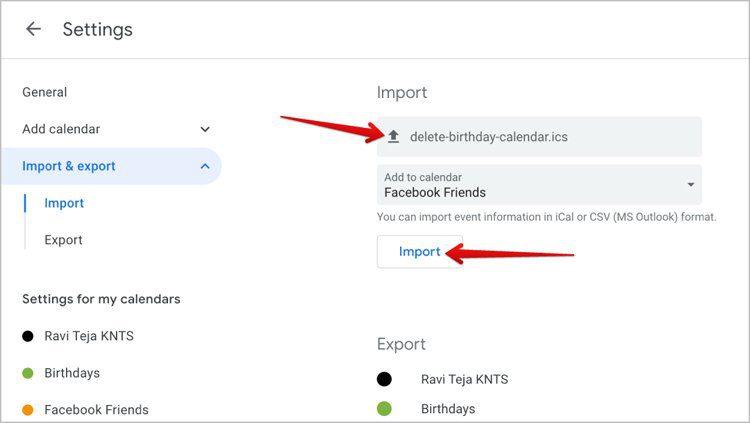 Step 4 - Delete and Update Facebook Birthdays in Google Calendar