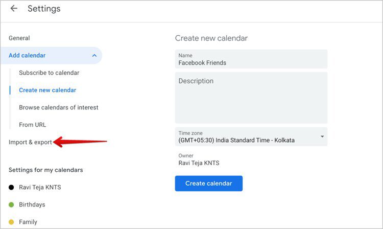 Step 8 - Importing Birthdays From Facebook To Google Calendar