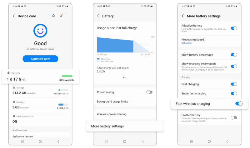 Turn on fast wireless charging option