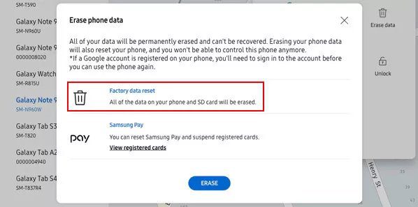 Factory Reset Android Phone with Samsung Find My Mobile