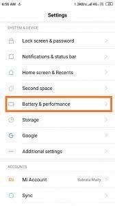 Battery & performance settings
