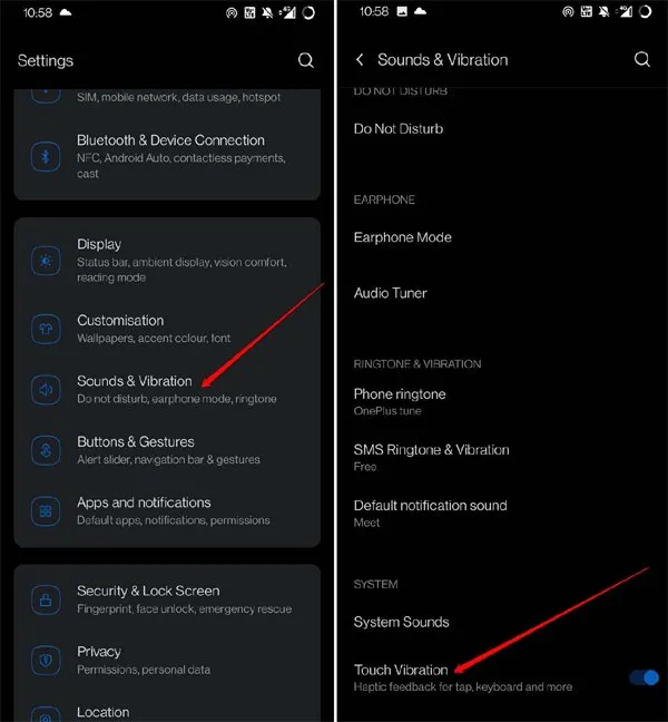 Enable Touch Vibration In Android