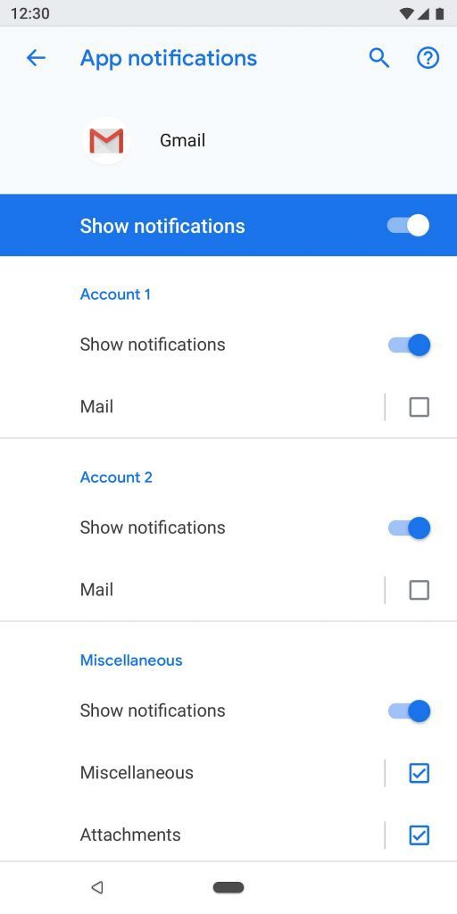 Show notifications setting