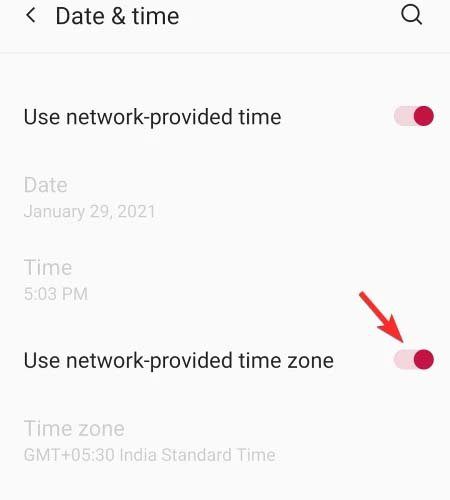Use network provided time & Use network provided time zone