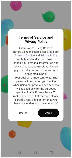 Launch Bondee app and agree term of use