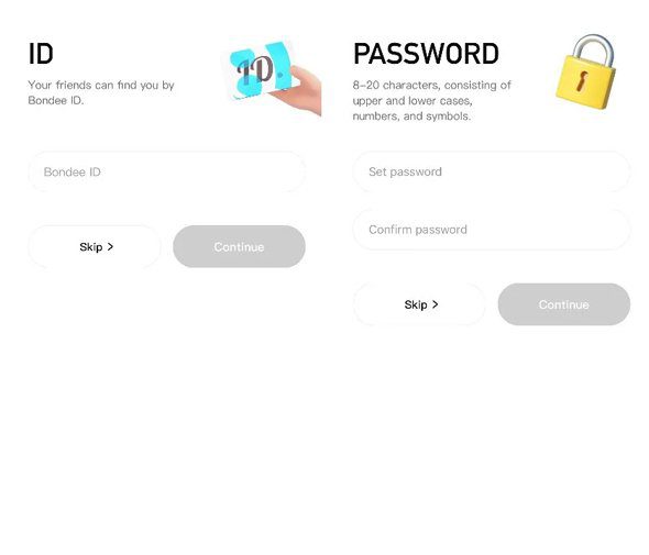 Select An ID and Set a Password On Bondee App