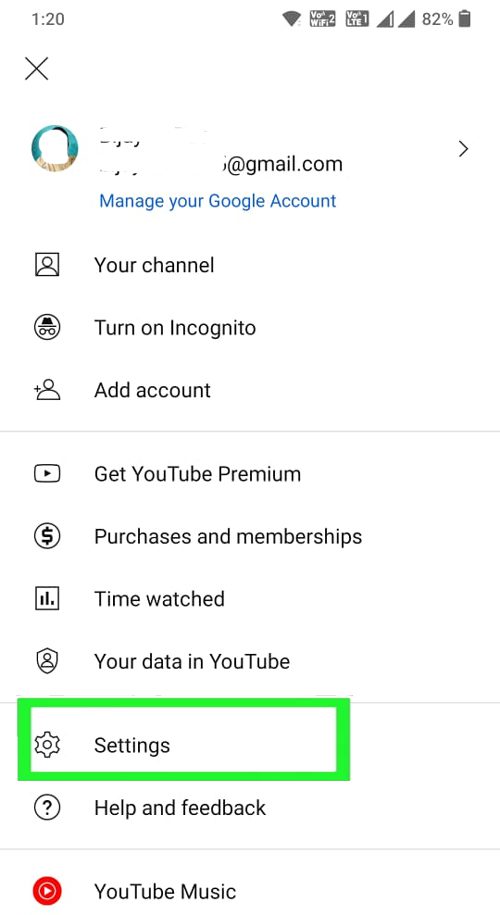 Tap on YouTube Settings