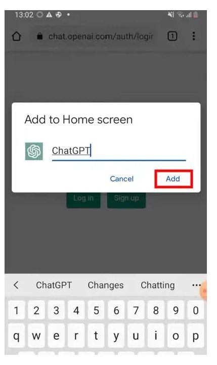 Add ChatGPT On Android