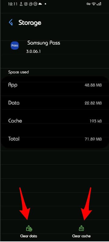 Clear Samsung Pass Cache and Data