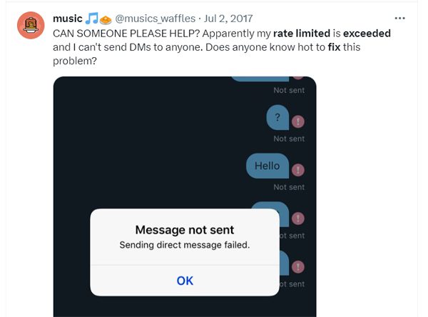 Not Able To Send DM Message Due To Rate Limit Is Exceeded