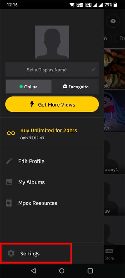 Tap on Profile icon on Grindr app