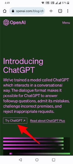 Tap on Try ChatGPT