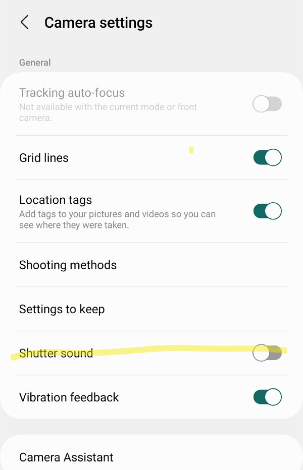 Turn Off Shutter Sound In Camera App Settings