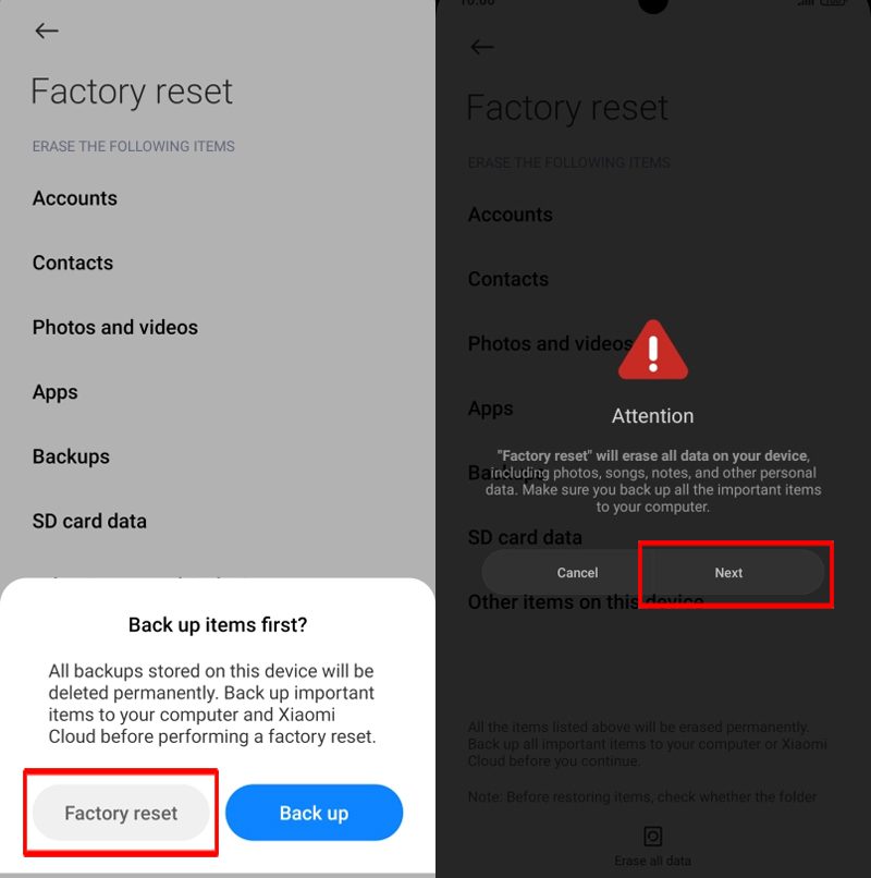 Factory Reset Redmi Note 10 Pro