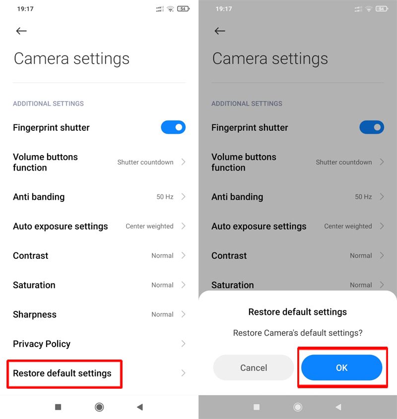 Restore Camera Settings To Default On Redmi Phone
