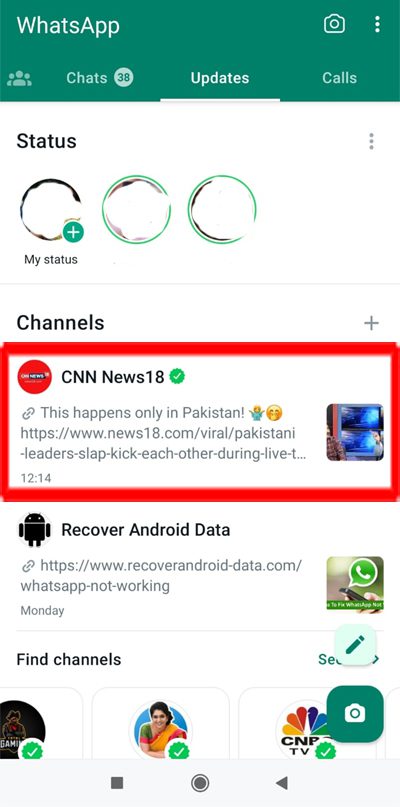 Tap on Followed Channel On WhatsApp