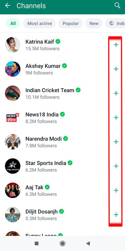 Tap on Plus icon to follow channel on WhatsApp