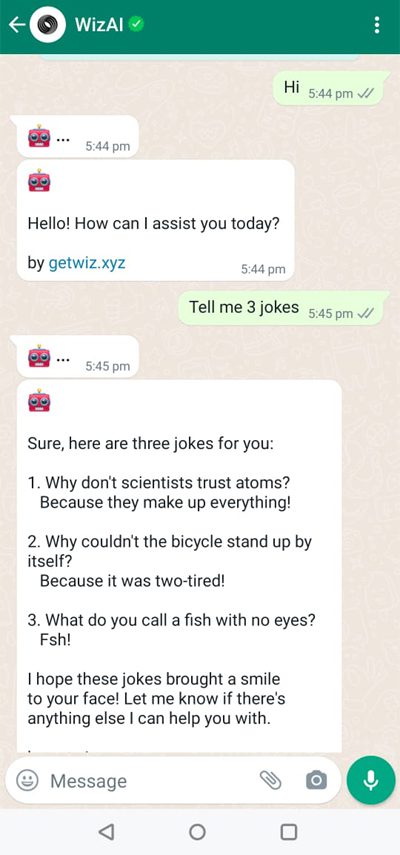 Use WizAi Chat Bot In WhatsApp