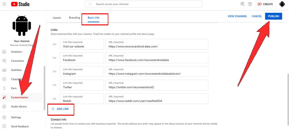 Where is the link in bio on YouTube Shorts