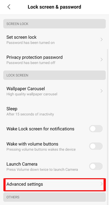 Tap on Advanced Settings