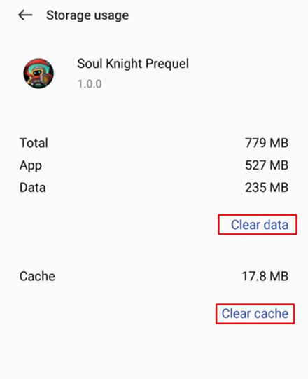 Clear Cache and Data of Soul Knight Prequel