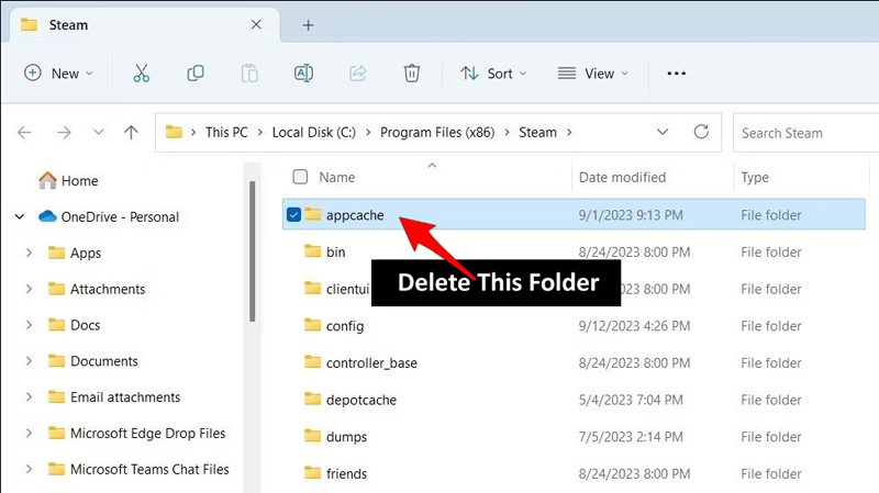 Delete Steam Cache Files