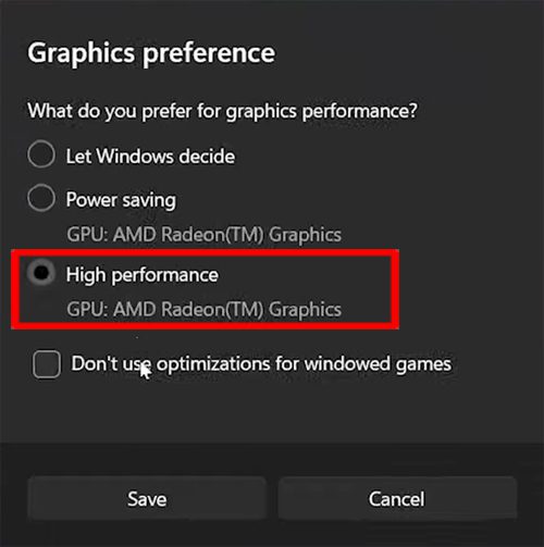 Set Aftermath to High Performance