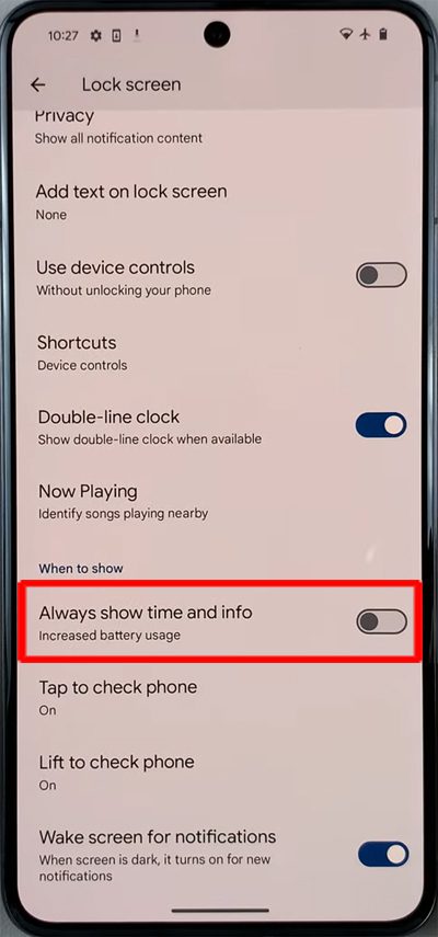 Turn Off Always On Display on Pixel 8 Series