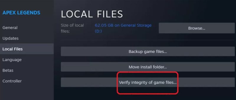 Verify Integrity of Game Files Apex Legends